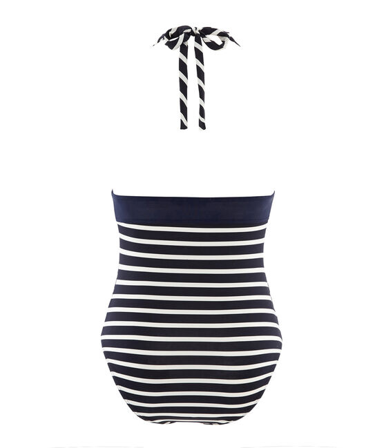 Women's 1-piece swimsuit ABYSSE blue/MARSHMALLOW white
