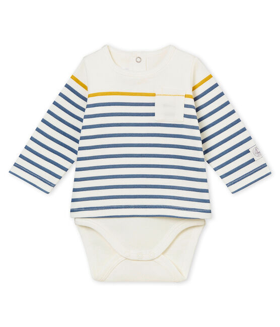 Baby boy's long sleeved tee-shirtbody MARSHMALLOW white/MULTICO white