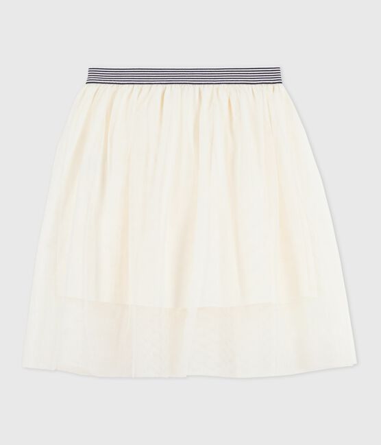 Girls' plain sequinned tulle skirt MILK Ecru