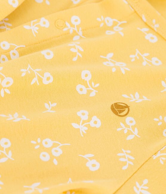 Girls' Print Cotton Cardigan ORGE yellow/MARSHMALLOW white