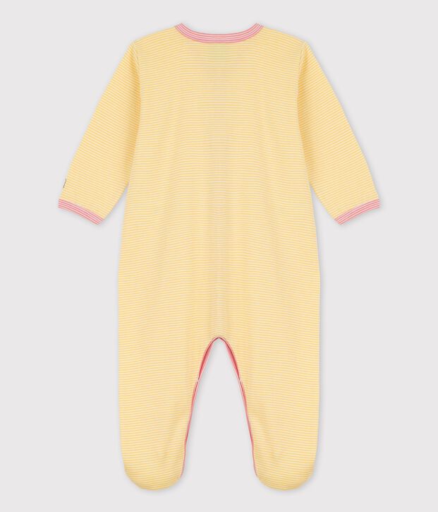 Babies' Stripy Organic Cotton Sleepsuit yellow/white
