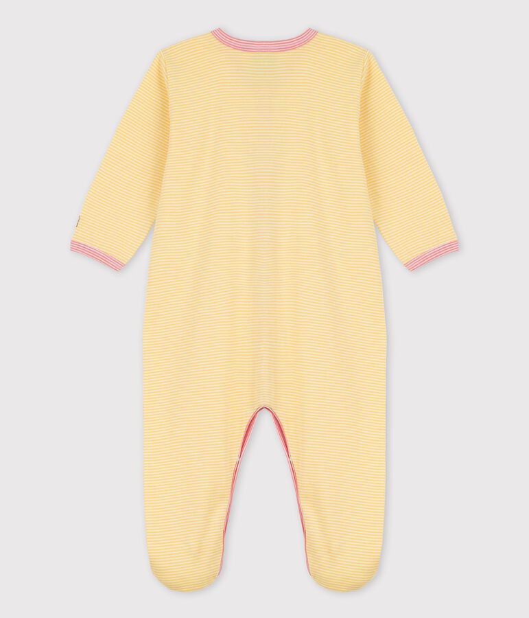 Babies' Stripy Organic Cotton Sleepsuit yellow/white