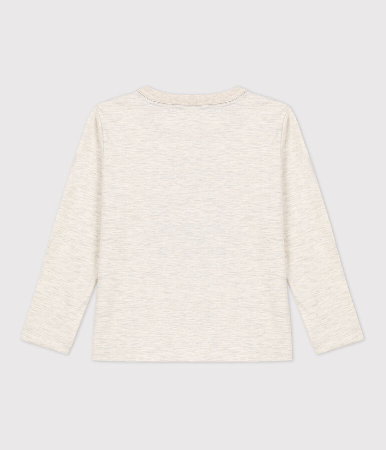 Boys' Long-Sleeved Cotton T-Shirt MONTELIMAR CHINE beige