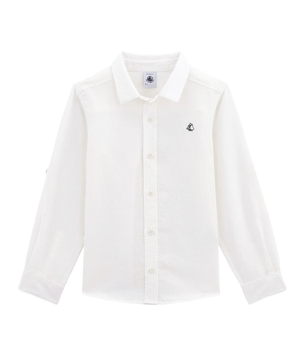 Boys' shirt in linen and cotton white