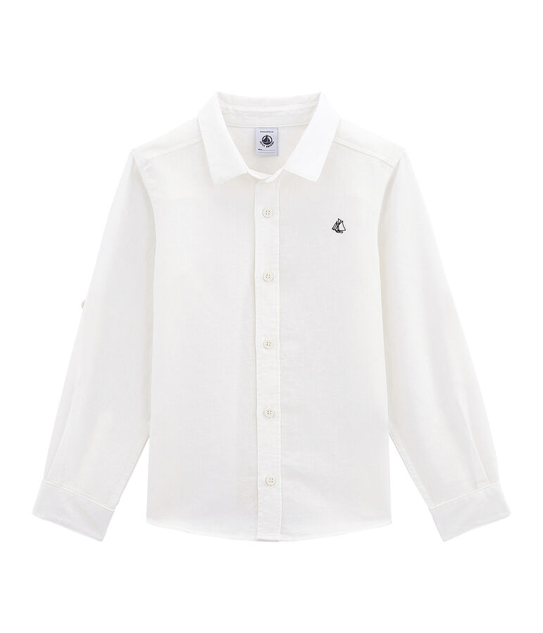 Boys' shirt in linen and cotton white