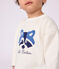 Babies' long-sleeved plain cotton T-shirt with a motif MILK