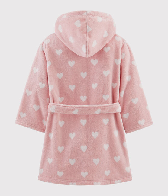 Girls' Heart Terry Bathrobe CHARME pink/MARSHMALLOW white