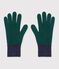 Children's two-tone knitted gloves lined in fleece green/blue