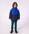 Children's plain mid-length colourblock parka blue/multicolor