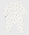 Babies' footless bear-print cotton pyjama suit MARSHMALLOW /BRUN