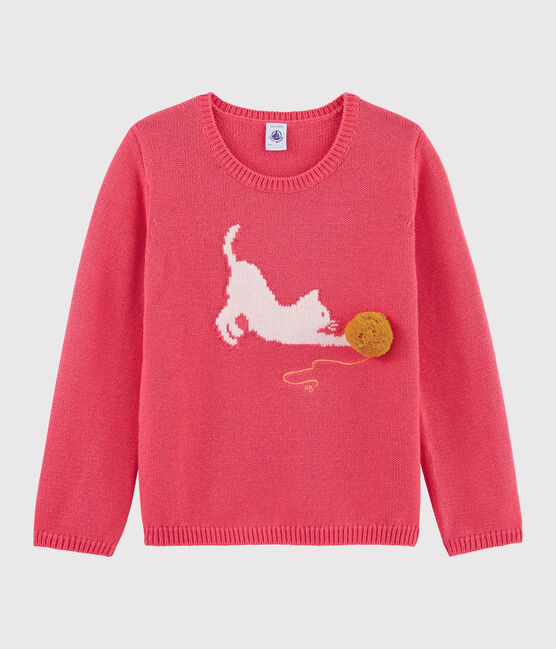 Girls' Wool and Cotton Pullover ROSE FLASHY pink