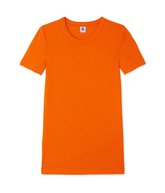 Women's T-shirt in heritage rib Feu orange