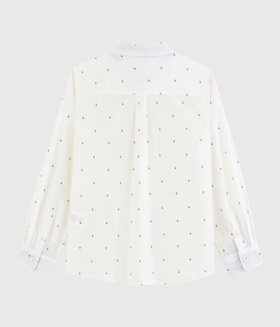 Boys' Long-Sleeved Poplin Shirt MARSHMALLOW white/SMOKING blue