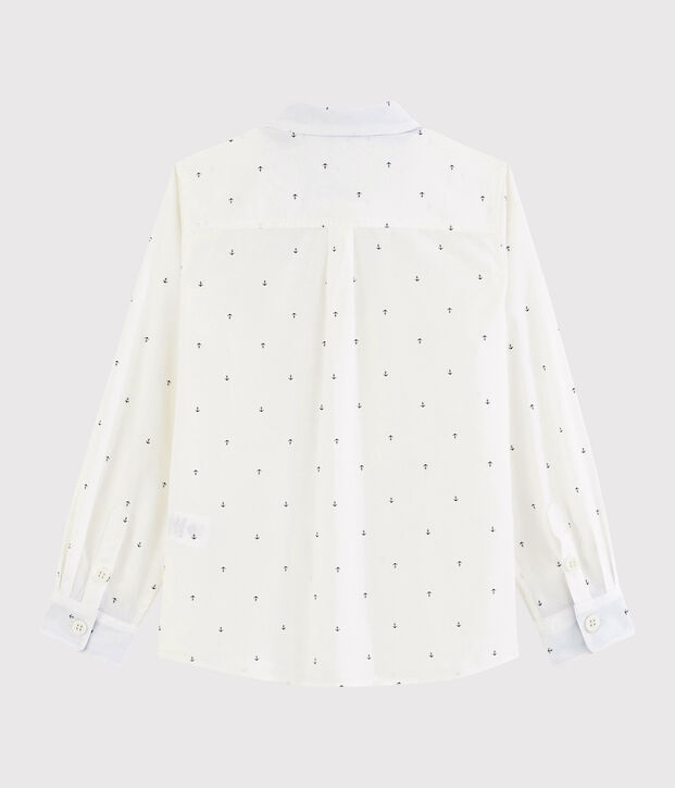 Boys' Long-Sleeved Poplin Shirt white/blue