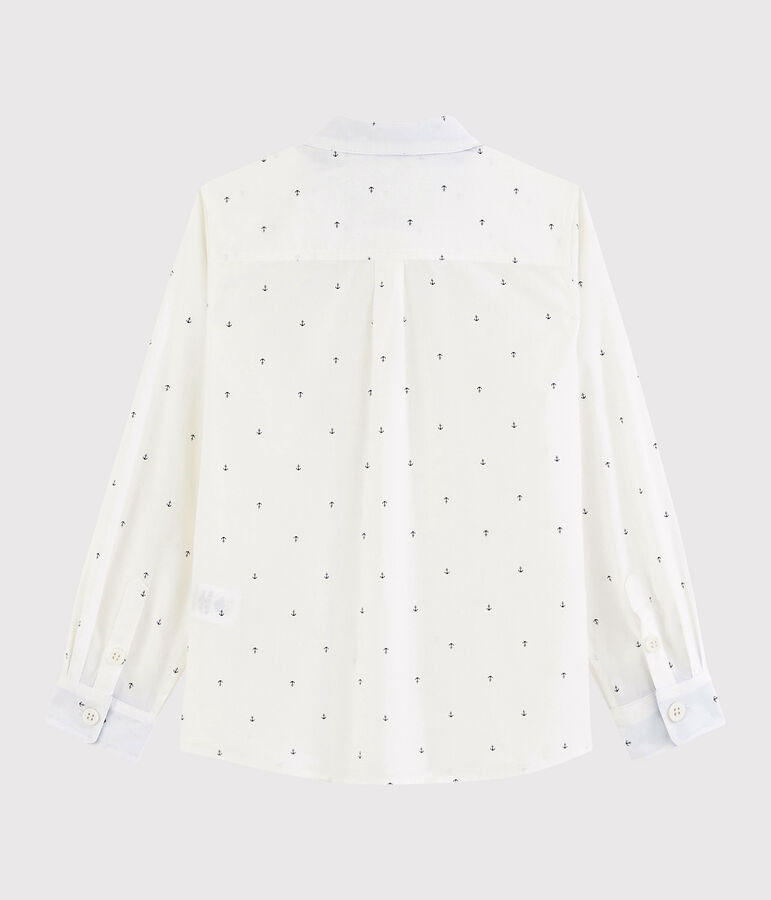 Boys' Long-Sleeved Poplin Shirt white/blue