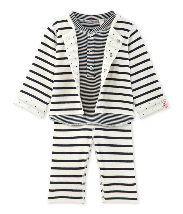 Ensemble b&eacute;b&eacute; 3 pi&egrave;ces r&eacute;versible white/blue