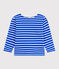 Children's unisex long-sleeved cotton Breton top PERSE blue/MARSHMALLOW white