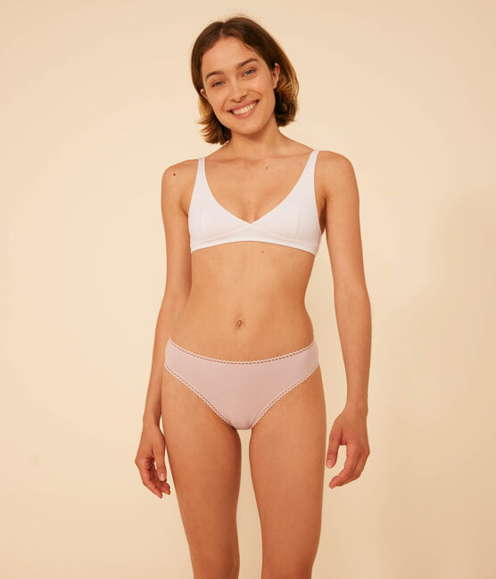 Women's spotted cotton and elastane bra MARSHMALLOW white