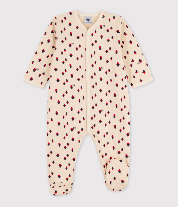 Babies' Patterned Tube Knit Sleepsuit Ecru/multicolor