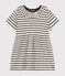 Babies' Short-Sleeved Slub Jersey Dress AVALANCHE white/SMOKING blue
