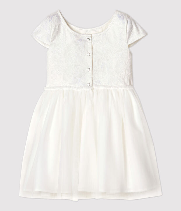 Girls' Tulle and Jacquard Formal Dress white