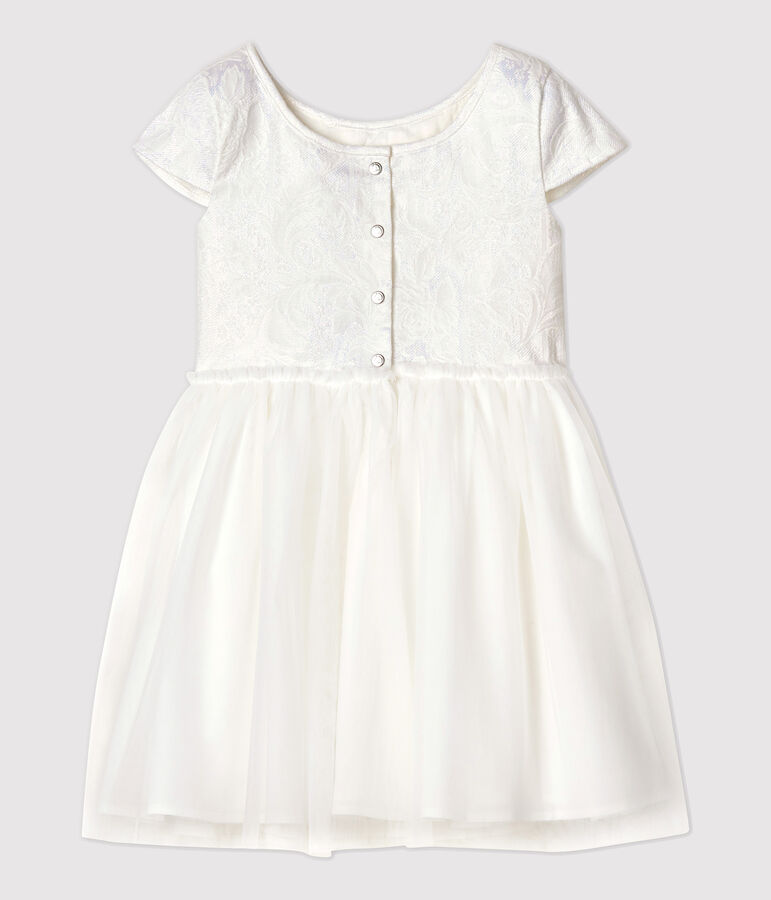 Girls' Tulle and Jacquard Formal Dress white