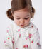 Babies' cotton pyjamas with a fruit pattern petal collar MARSHMALLOW white/MULTICO white