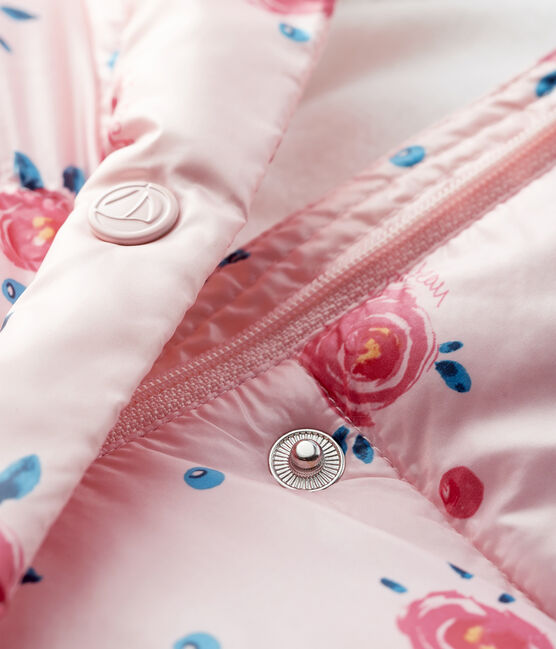 Baby girl's quilted puffer jacket MINOIS pink/MULTICO white
