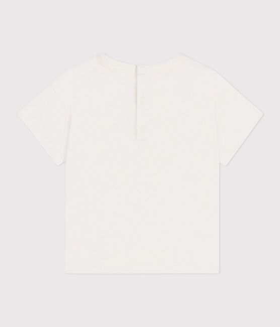 Babies' short-sleeved plain cotton T-shirt MARSHMALLOW white/MULTICO white