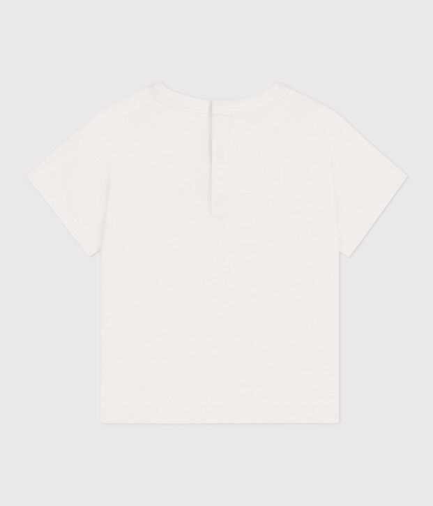 Babies' short-sleeved plain cotton T-shirt white/multicolor
