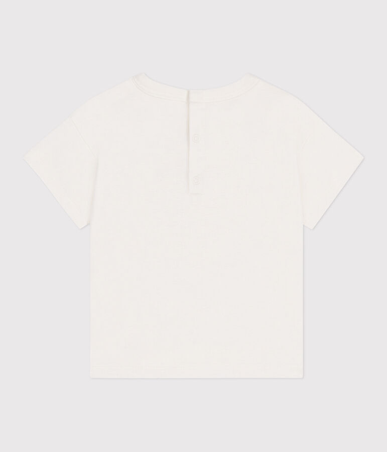 Babies' short-sleeved plain cotton T-shirt white/multicolor