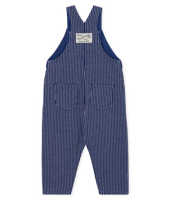 Baby Boys' Striped Knit Long Dungarees SMOKING blue/MARSHMALLOW white