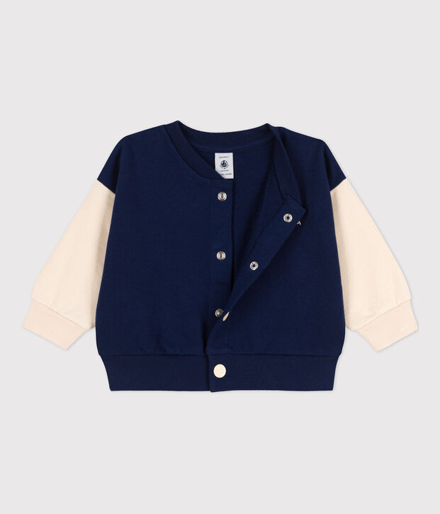 Babies' Fleece Baseball Jacket blue/ecru