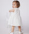 Babies' sleeveless white cotton broderie anglaise dress MARSHMALLOW white