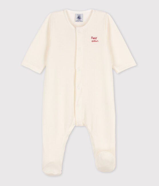 Babies' Double-Sided Jersey Hat and Sleepsuit MARSHMALLOW white