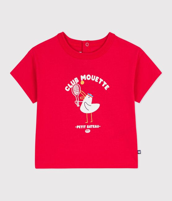 Babies' short-sleeved cotton T-shirt with a seagull motif POMPIER