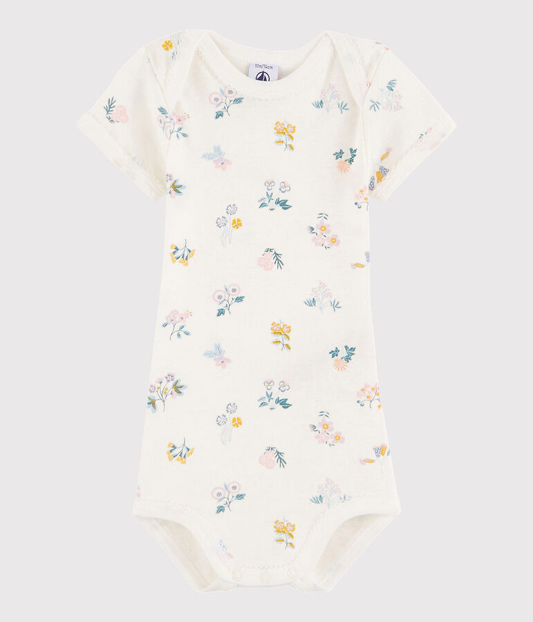 Baby Girls' Short-Sleeved Bodysuit MARSHMALLOW white/MULTICO white