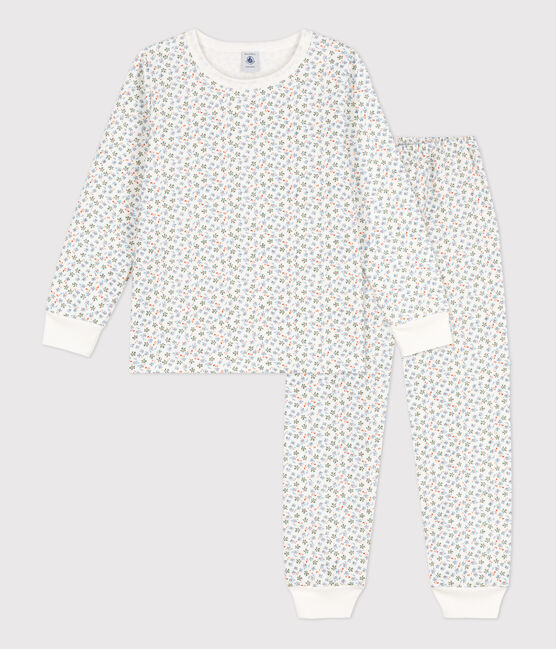 Girls' Floral Fleece Pyjamas MARSHMALLOW white/MULTICO white