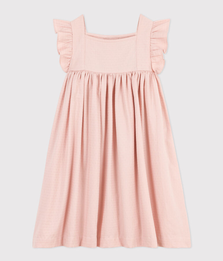 Girls' Sleeveless Textured Cotton Dress pink