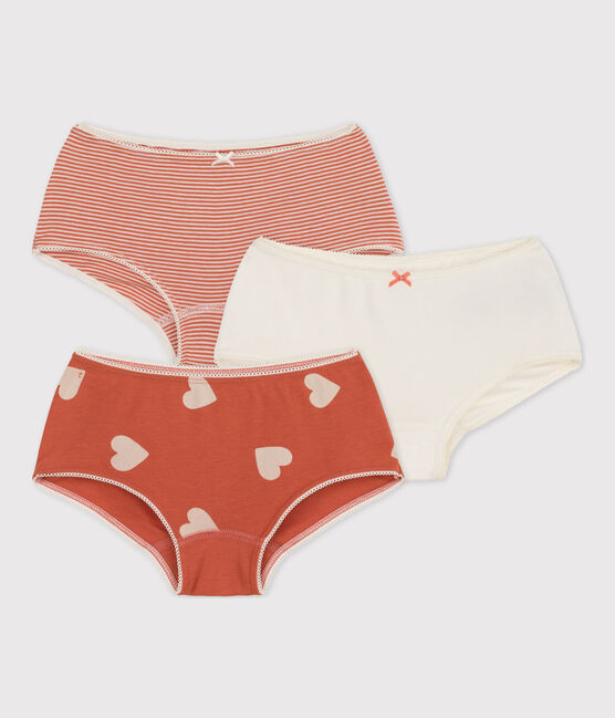 Girls' Heart Patterned Cotton Hipsters - 3-Pack variante 1