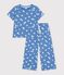 Children's wide-leg cotton pyjamas with hearts blue/white