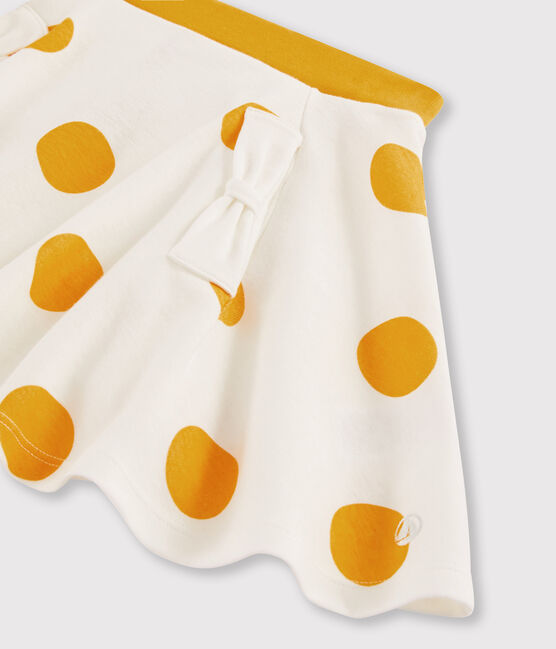 Girls' knit skirt MARSHMALLOW white/BOUDOR yellow