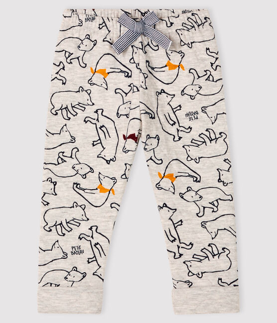 Baby boy's tubular knit trousers BELUGA grey/MULTICO white