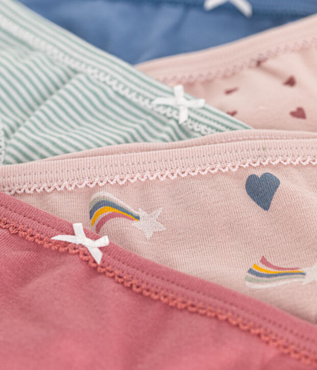 Children's heart-patterned cotton pants - 5-pack multicolor