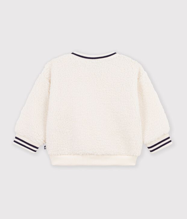 Babies' plain sherpa fleece MILK