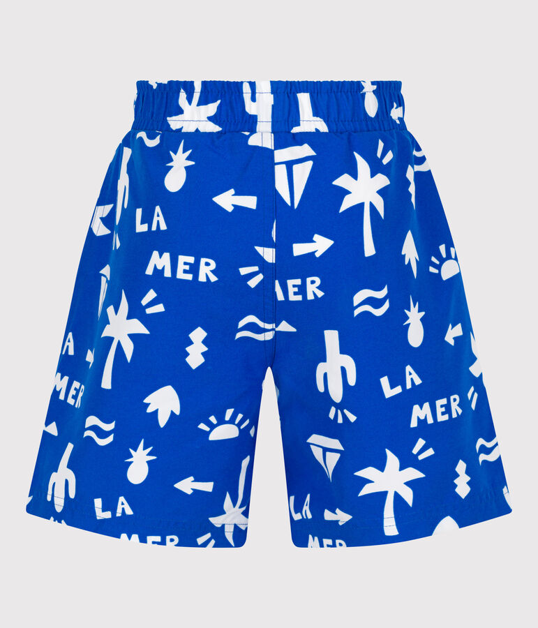 Children's printed swim shorts blue/white