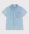 Children's short-sleeved cotton shirt BLEU CLAIR blue