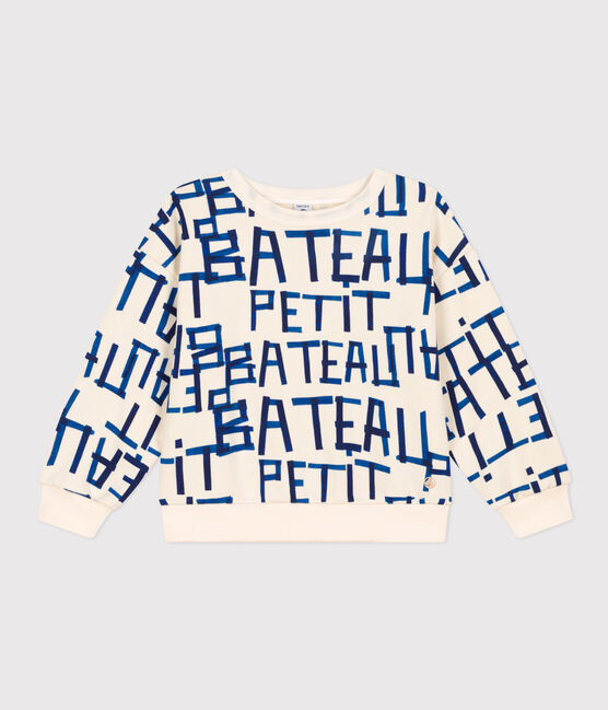Children's unisex printed fleece sweatshirt AVALANCHE white/MEDIEVAL
