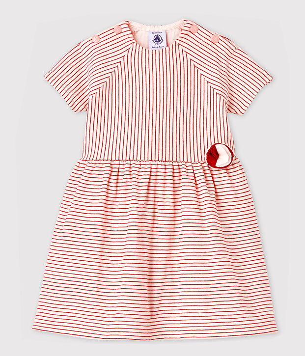 Baby Girls' Short-Sleeved Stripy Tube Knit Dress pink/pink