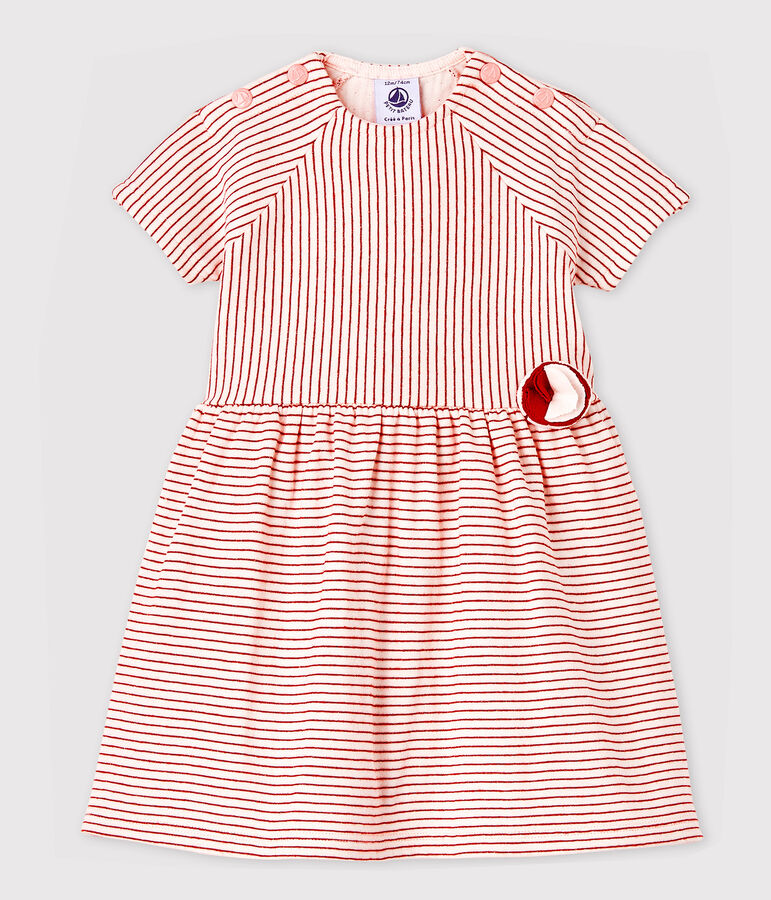 Baby Girls' Short-Sleeved Stripy Tube Knit Dress pink/pink